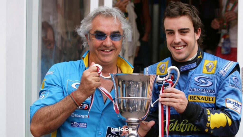Flavio Briatore con Fernando Alonso in Renault