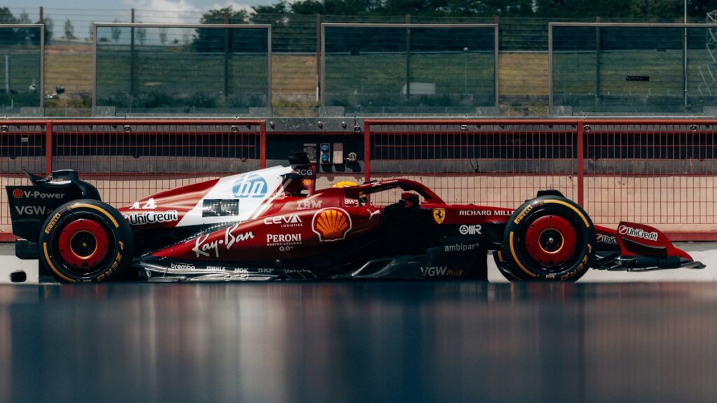Sospensione posteriore Scuderia Ferrari SF-25 test filming day Mugello