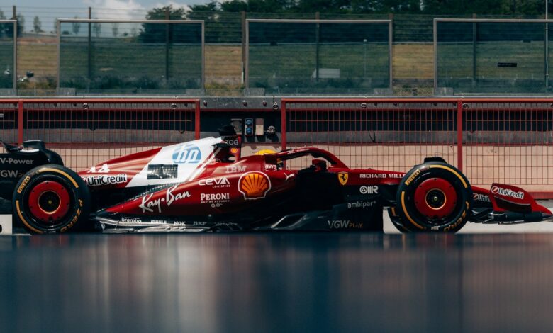 Sospensione posteriore Scuderia Ferrari SF-25 test filming day Mugello