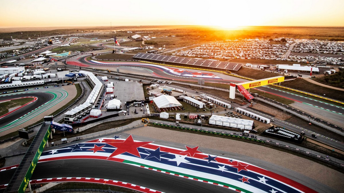 Vista dall'alto del Circuit of the Americas COTA sede GP Stati Uniti d'America
