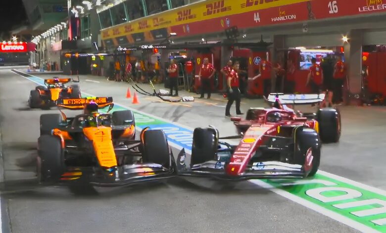 Incidente GP Singapore Ferrari McLaren Leclerc penalizzato Norris