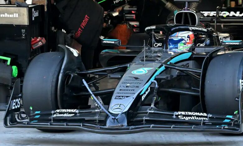 Nuova ala mobile Mercedes Test Abu Dhabi F1 2025