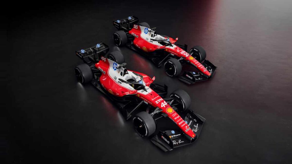 Ferrari SF-26 of Leclerc and Hamilton seen from above