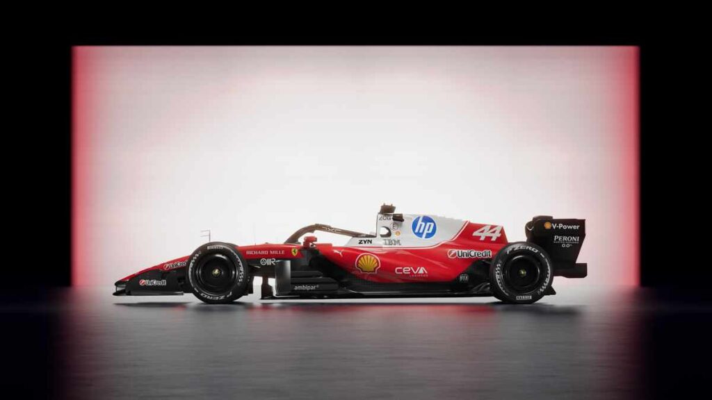 The new Ferrari SF-26 seen from the side of Lewis Hamilton